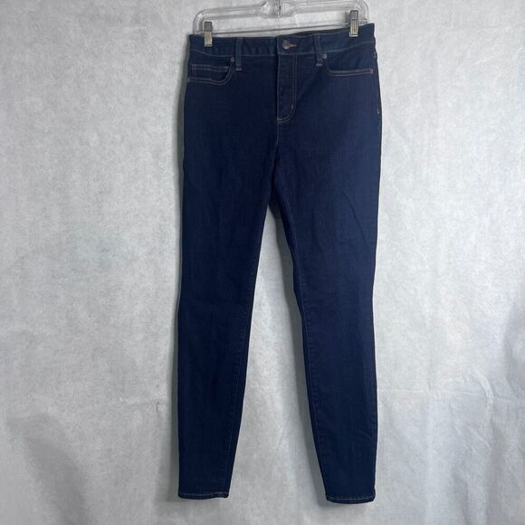 Lands End Dark Wash Mid Rise Skinny Jeans Non Destructed Size 8 - Picture 11 of 12